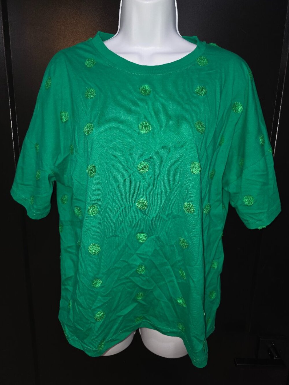 Betsey's Boutique Green PolkaDot Top Sz XL